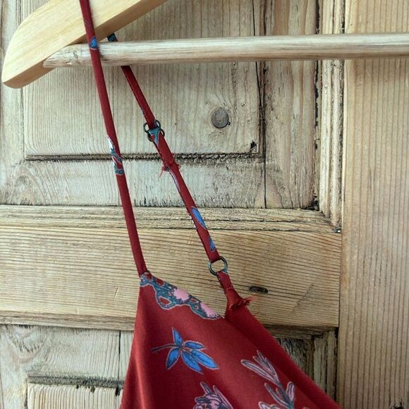 Forever 21 Contemporary Womens Large‎ Brown Rust Red Satin Floral Dress Tank - Picture 7 of 10